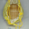 inside of yellow kimono drawstring pouch called "Kinchaku"