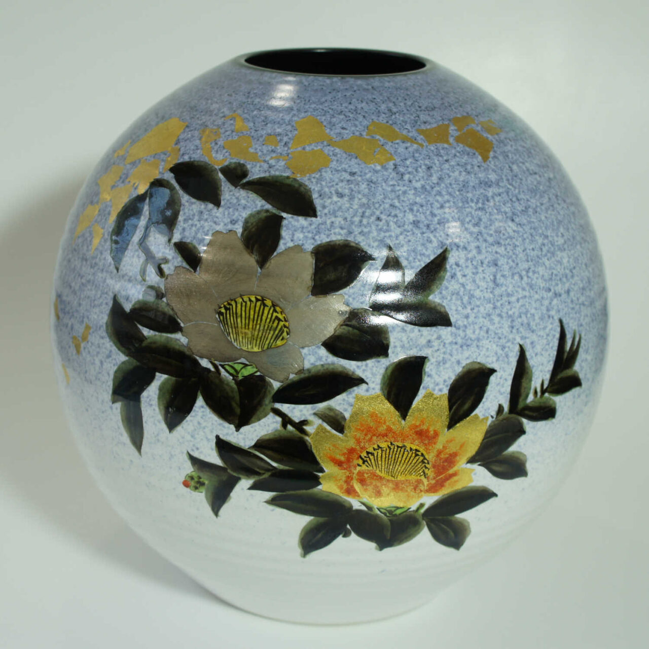 Japanese floral ceramic vase