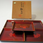 Japanese lacquer square plate set
